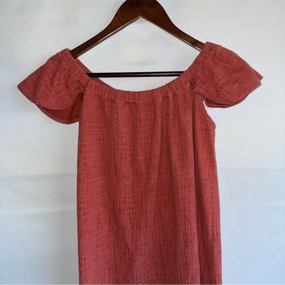 Women's Madewell Coral Pink Button Front Cap Sleeve Dress