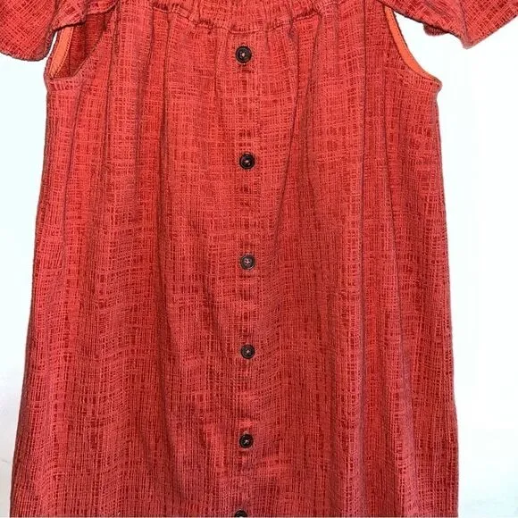 Women's Madewell Coral Pink Button Front Cap Sleeve Dress