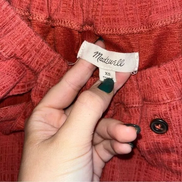 Women's Madewell Coral Pink Button Front Cap Sleeve Dress