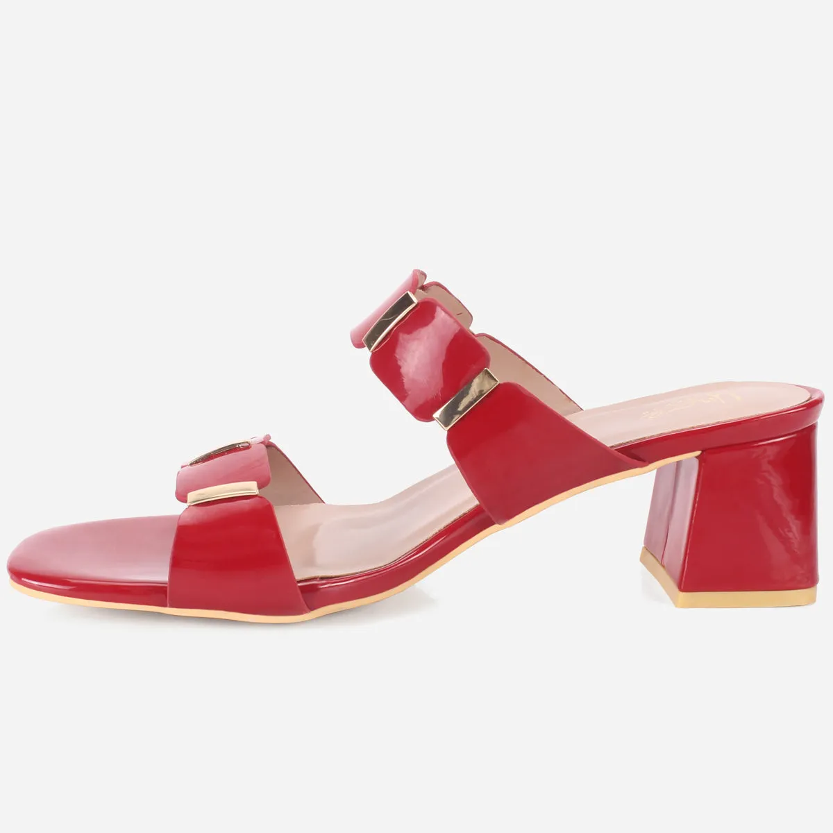 Womens "NATALIA" Fancy Block Heel Slide In Sandals
