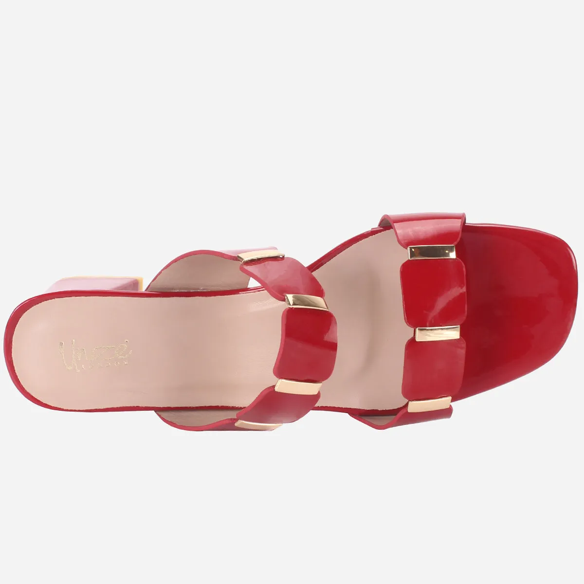 Womens "NATALIA" Fancy Block Heel Slide In Sandals