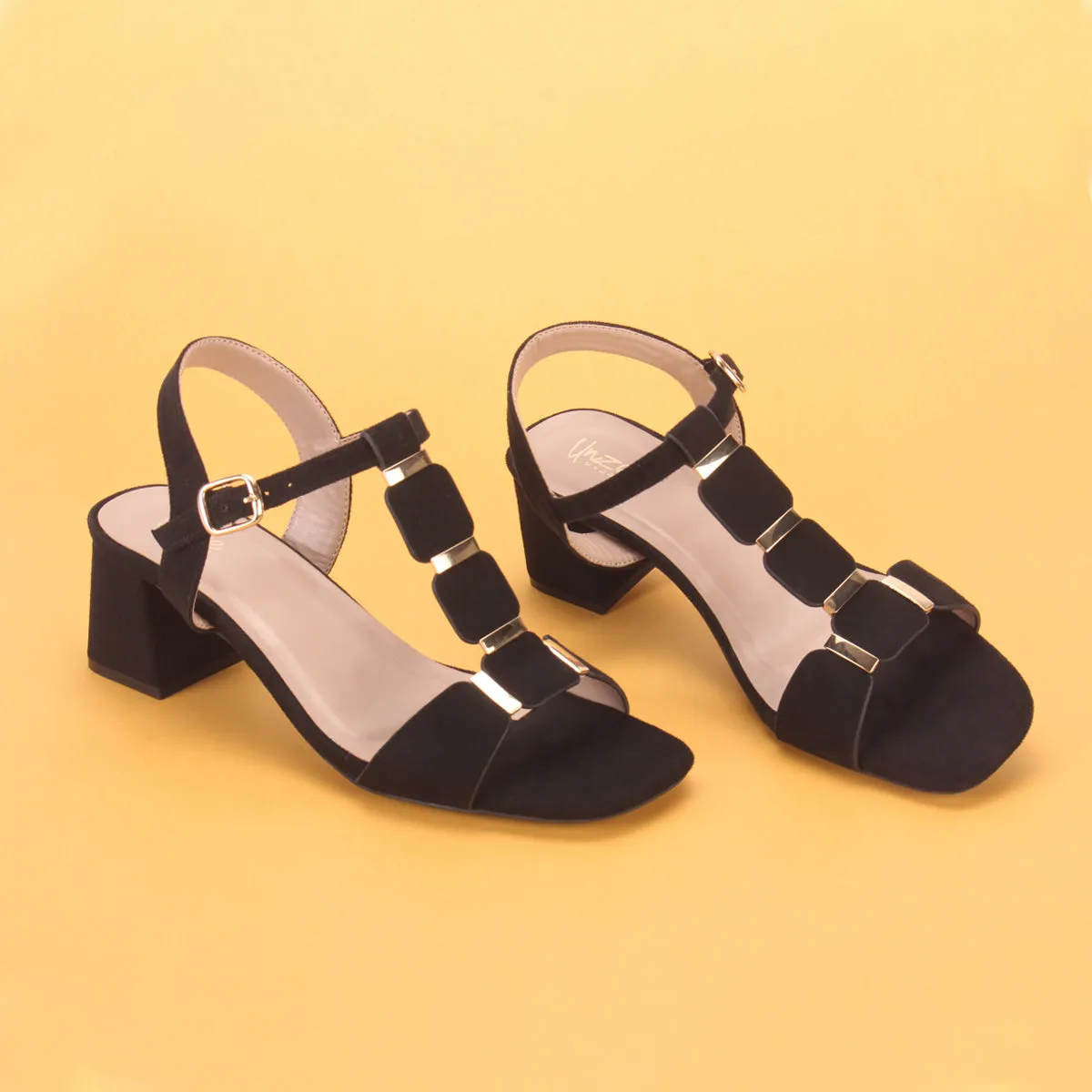 Womens "NAURAX" Fancy Block Heel Back Strap Sandals
