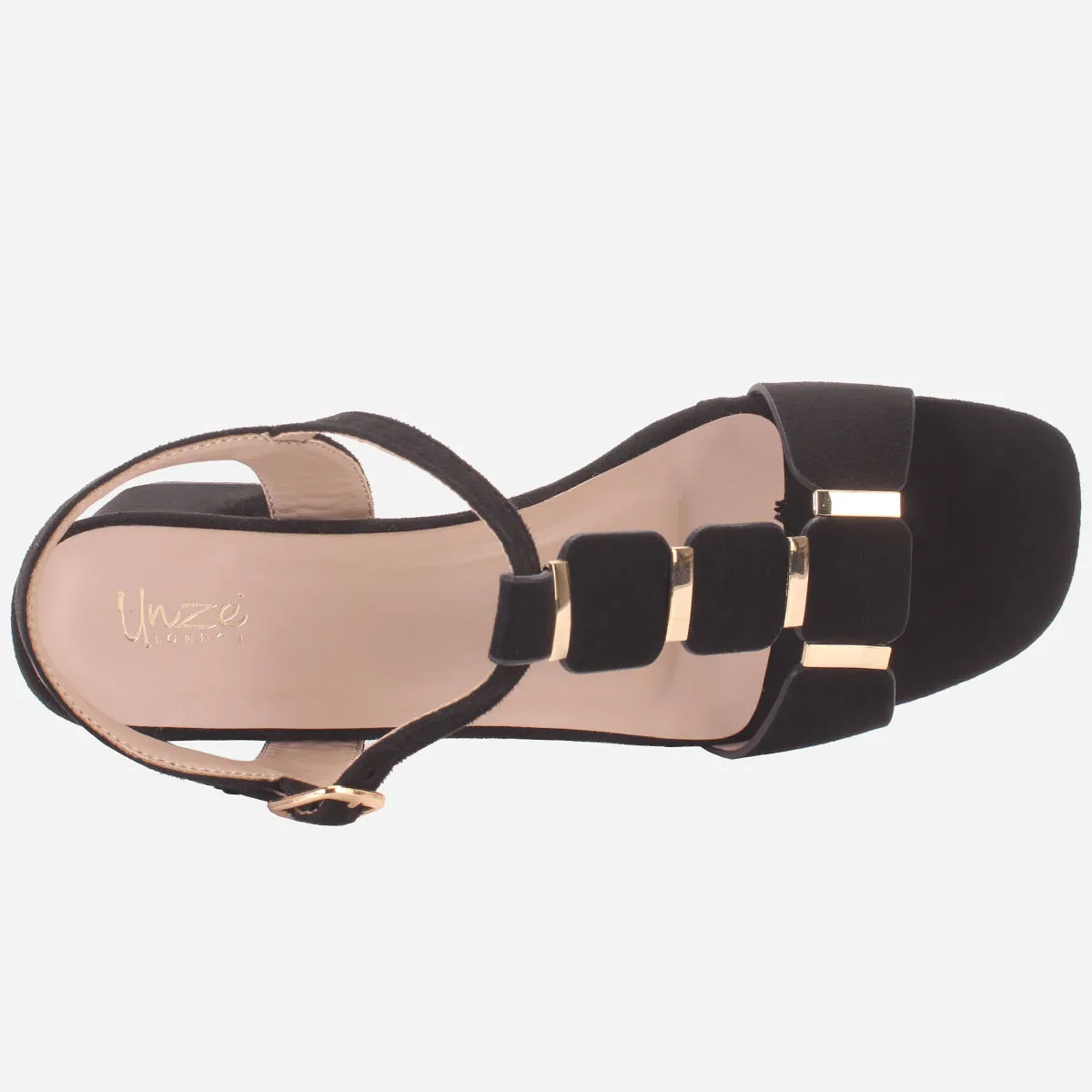 Womens "NAURAX" Fancy Block Heel Back Strap Sandals