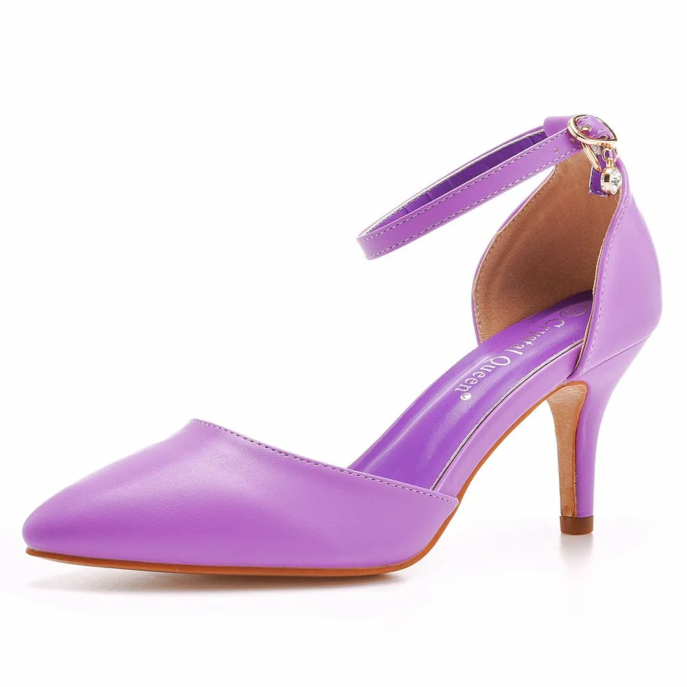 Women's Wedding Shoes Pointed Toe Ankle Strap Stiletto Heel