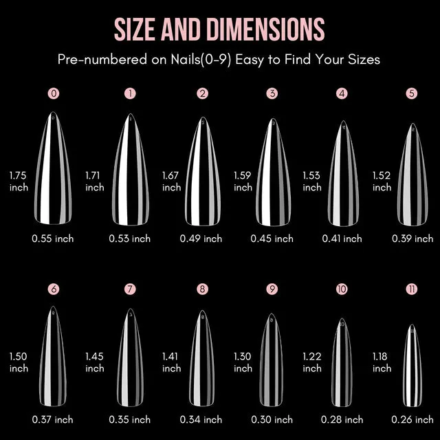 XXL Stiletto (Full Cover) False Nails/Tips (240pcs)
