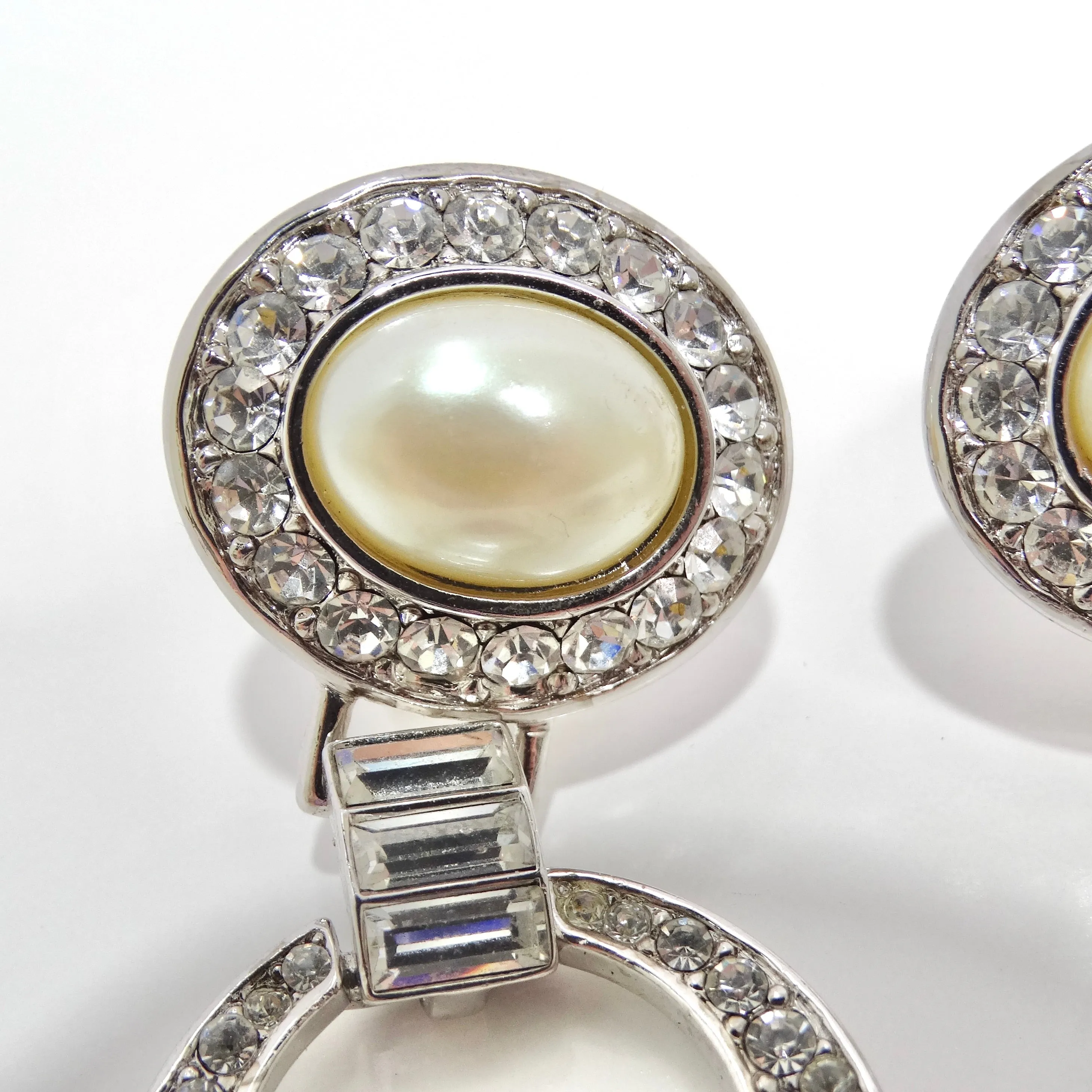 Yves Saint Laurent 1990s Faux Sapphire Pearl Dangle Earrings